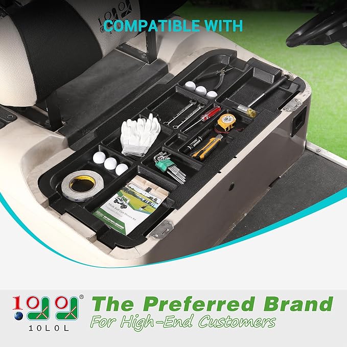 10L0L Golf Cart Under Seat Storage Tray Fits EZGO TXT, RXV, Club Car DS, Club Car Precedent, Yamaha G29, Electric Vehicle with Original Trojan Battery Underseat Organizer Container Holder Plate
