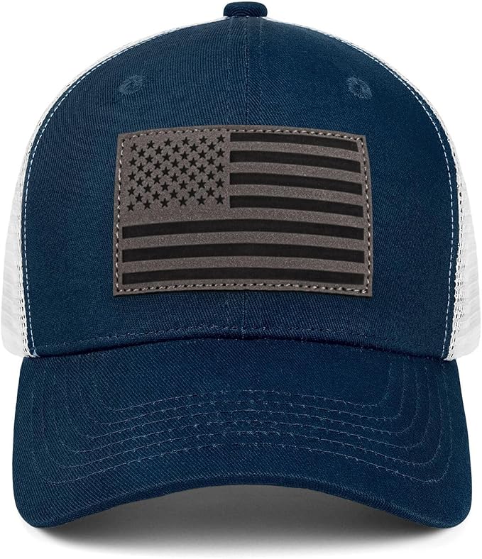 American Flag Trucker Hat - Snapback Hats for Men Women Baseball Cap - Breathable Mesh & Adjustable Fit for Casual Wear