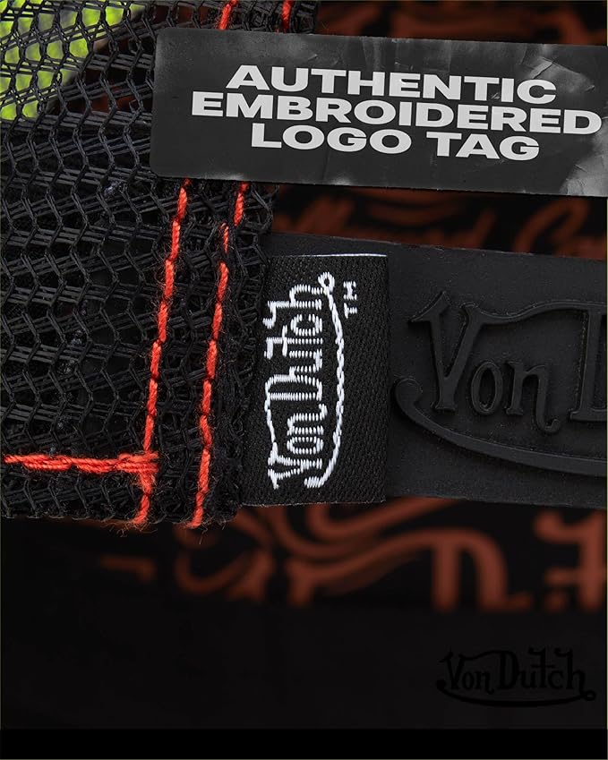 Von Dutch Unisex Trucker Hat - Velvet Curved Bill Mesh Back Retro Classic Adjustable Snapback Baseball Cap for Men and Women