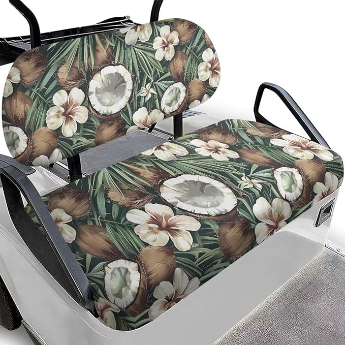 Yewatlles Tropical Coconut Golf Cart Seat Cover, Golf Cart Seat Towel Blanket Suitable for All 2-Seater Carts, Golf Cart Seat Towel Golf Cart Seat The Seat Clean