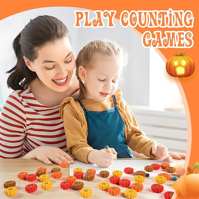 44Pcs 3D Pumpkin Erasers Bulk, Halloween Fall Mini Erasers - Image 6