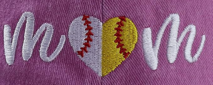 Mom Baseball Softball Half Heart Hat for Women, Funny Cotton Embroidered Soccer Football Mama Baseball Cap