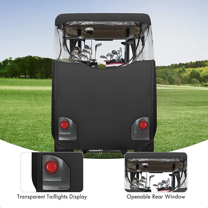 10L0L 2 Passenger Golf Cart Enclosure fit Yamaha G14 G16 G22 G29 Drive/Drive 2, 600D Heavy Duty Yamaha Rain Cover with Clear PVC Windshield, Side Mirror Openings, Waterproof/UV Block Oxford Cloth