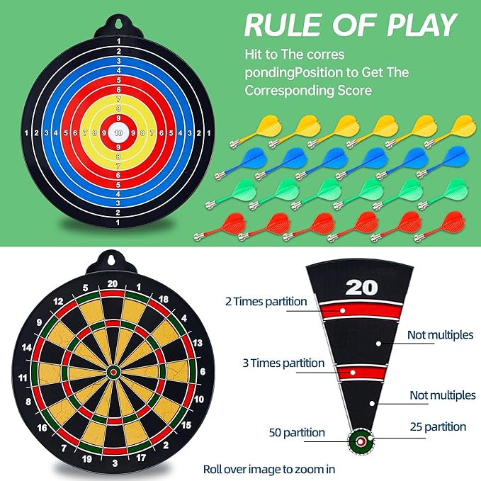 Magnetic Dart Board for Kids-12Magnetic Dart/Sticky Balls Or 2 Toy Gun+40 Foam - Image 2