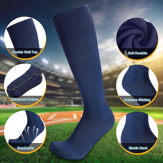 Baseball Socks and Belt Combo for Youth Adult - Softball Sock and Belt for Boys and Girls (2 Pairs of Socks & 1 Belt)