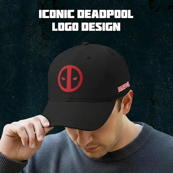 Marvel Deadpool Adjustable Baseball Hat with Curved Brim