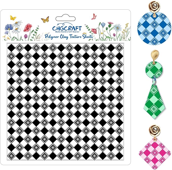 CHGCRAFT Daily Simple Plaid Style Polymer Clay Texture Sheets Geometric Pattern by chgcraft
