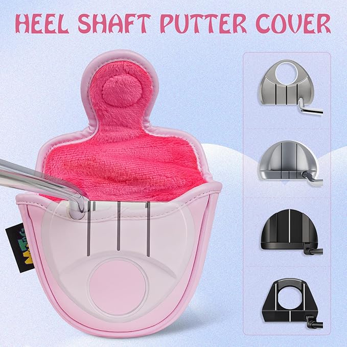 mytag Golf Head Covers Pink, No Bad Days On The Course Golf Club Covers Driver Fariway Hybrid Headcover for Women Girls