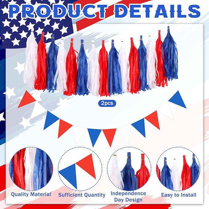Suncalla 4th of July Golf Cart Decoration Kit Patriotic Parade Golf Cart Decor Including Hat Glasses Beard Flags Garlands Pennant Banner for LOVE USA Independence Day Memorial Day 250th anniversary