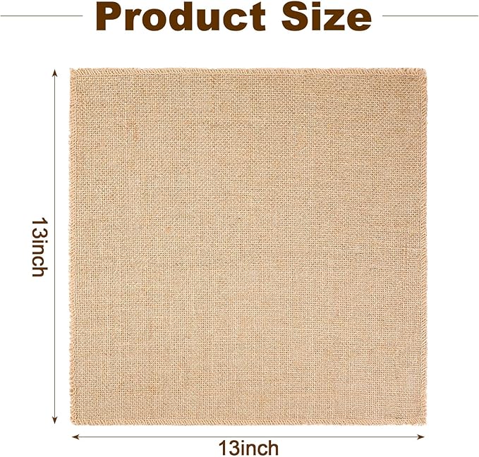 Preboun 5 Pcs Burlap Squares Multipurpose Natural Burlap Placemats Bulk - Image 4