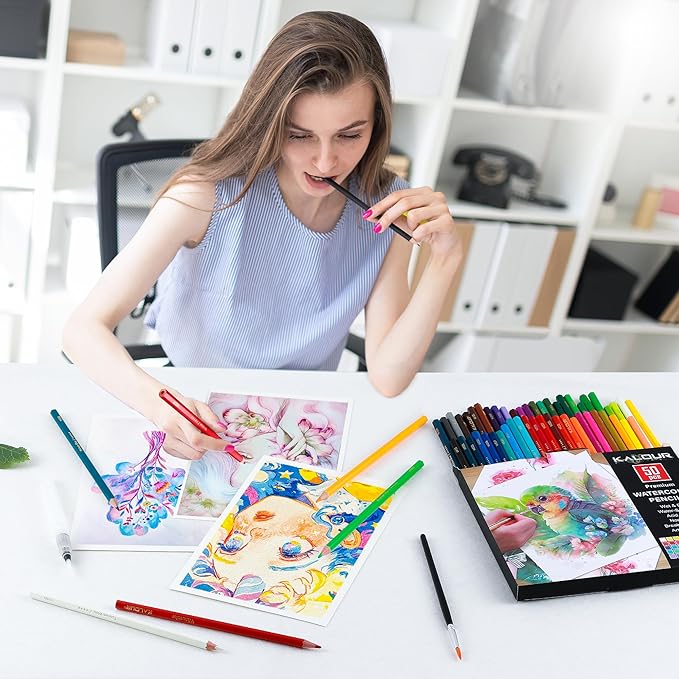 KALOUR Watercolor Pencils, 50 Colors, Blendable Wet or Dry - Image 7