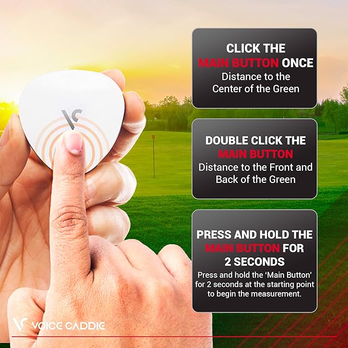 Voice Caddie VC300SE Golf GPS Rangefinder | Voice Output of Distance at Click of Button | Front, Middle, Back of Green Info | Over 40,000 Courses Worldwide | No Fees