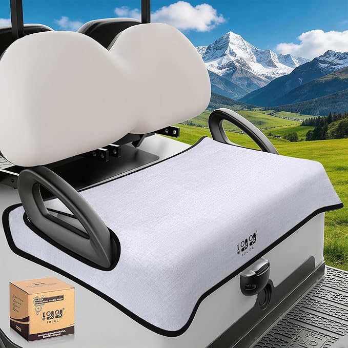 10L0L Universal Golf Cart Seat Covers/Seat Blanket for EZGO TXT/RXV & Club Car DS/Precedent, Breathable Seat Towel/Seat Cushions with Non-Slip Backing, All-Season Comfort (Not for Yamaha)