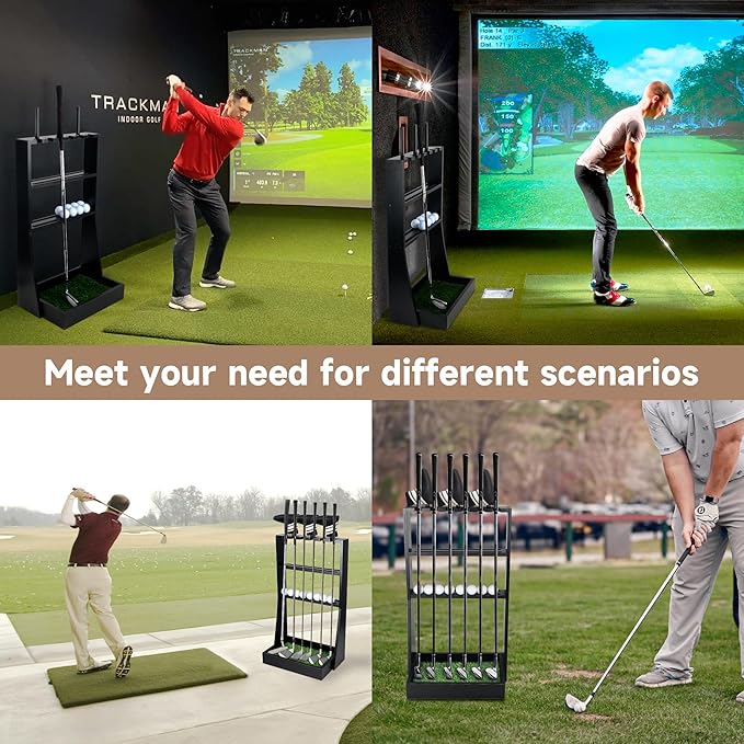 Golf Putter Stand, Golf Club Holder for 36 Balls Tray Storage & 6 Clubs & 3 Head Covers, Display Rack Organizer for Home Indoor Outdoor Office