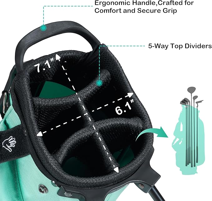 KVV Junior Golf Bag, Lightweight Golf Stand Bag for Young Players for Ages 4-6,6-8,9-12, 12 and Up