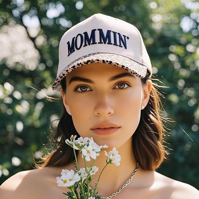Women’s Mommin Trucker Hat – Vintage Two-Tone Ponytail Baseball Cap, Embroidered Adjustable Hat, Great Gift for Mom & Women