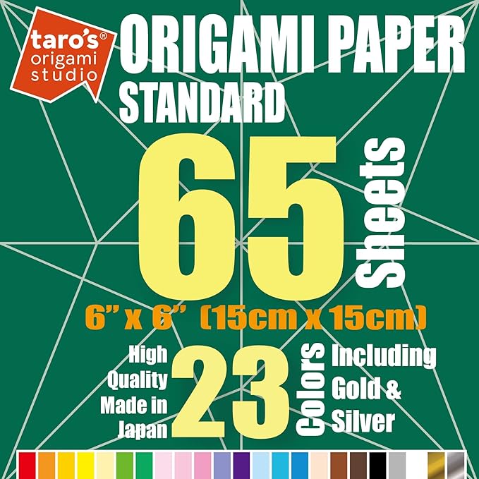 Standard 6 Inch One Sided 23 Colors 65 Sheets Square Easy Fold Premium Japanese - Image 2