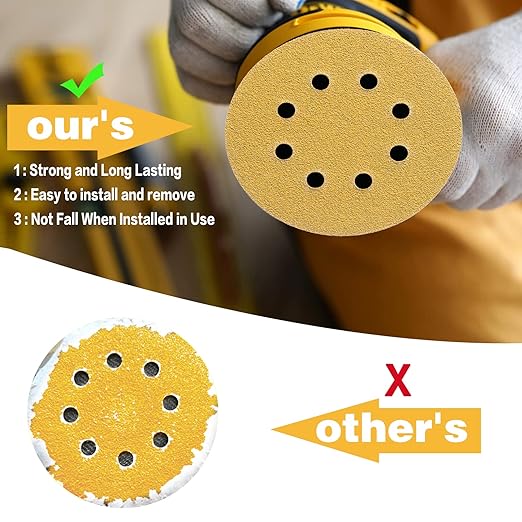 100PCS 5 Inch 8 Hole Sanding Discs 600 Grit - Image 7