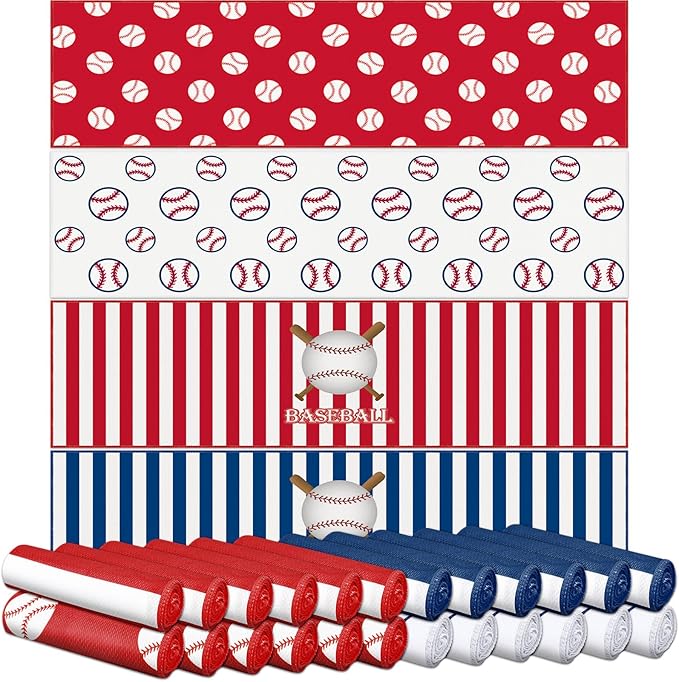 FuWeave 24 Pcs Sports Cooling Towels 40 x 12 Inch Baseball Basketball Softball Breathable Soccer Football Volleyball Microfiber Ice Towel Fast Drying for Party Favors Team Gift(Baseball 3)