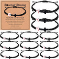 Tondiamo 12 Set Christian Cross Balls Bracelets Gifts Adjustable Baseball Volleyball Softball Woven Jewelry Charm Bracelets with Inspirational Cards for Team Gifts Sports Lover