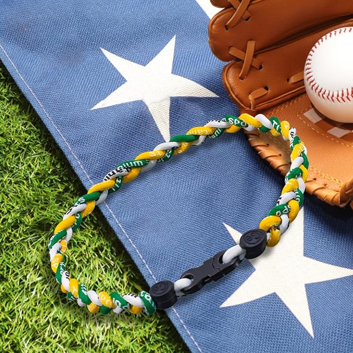 18inch Baseball Necklace,Fashion Tri-Braided Rope Tornado Necklace for Sports Fan