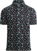 Alex Vando Mens Golf Shirt Moisture Wicking Quick-Dry Print Performance Polo Shirts for Men