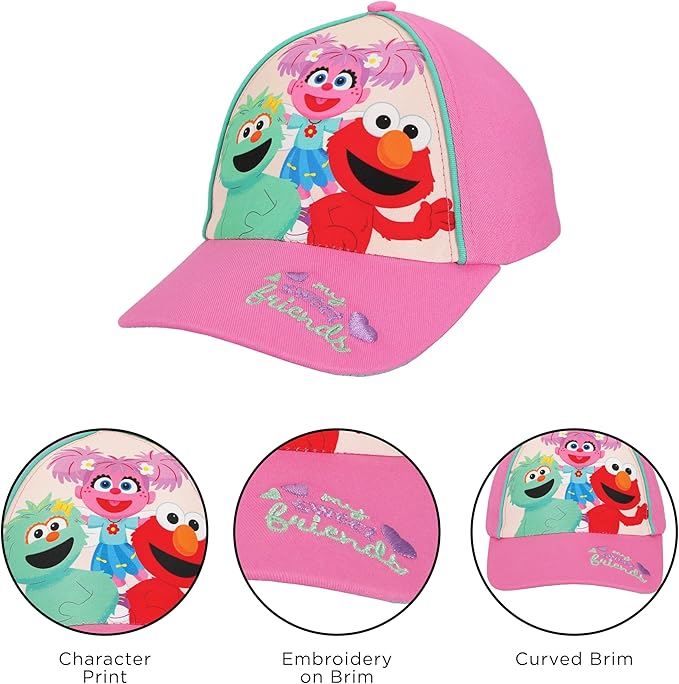Sesame Street Baseball Cap, Toddler Hats for Boys & Girls Ages 2T-4T, Adjustable Kids Baseball Caps