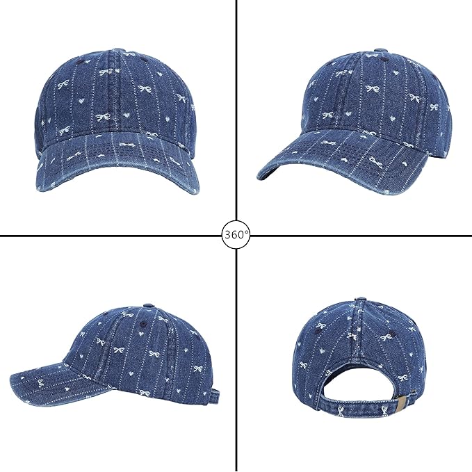 Hoce Fashion Rhinestone Denim Baseball Cap Studded Bling Hat for Women