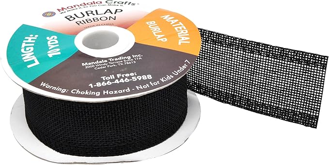 Mandala Crafts Black Burlap Ribbon 1.5 Inches Wide Jute Ribbons - Image 4