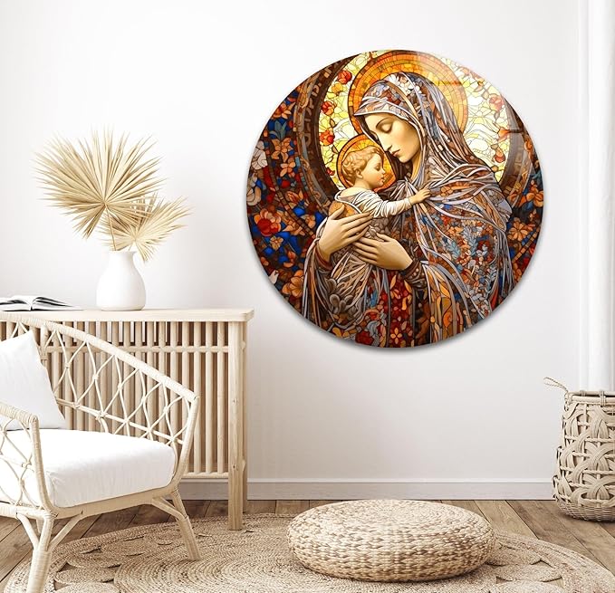 My Photostation.com 14Wx20H'' Jesus and Virgin Mary Glass Wall Art Tempered - Image 3