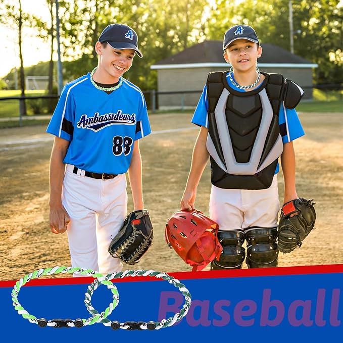 Junkin Baseball Necklaces Three Braided Rope Titanium Necklace for Fans Team Gifts Boys Men Player Softball Sports