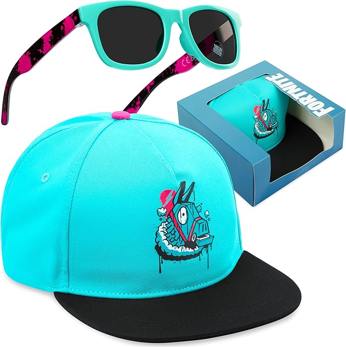 Spongebob | Minecraft | Fortnite | Super Mario | Kids Baseball Cap & Sunglasses with UV Protection, Gifts for Boys