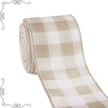 Burlap Ribbon Wired, Farmhouse Buffalo Plaid Ribbon Rustic Fabrics by Unknown