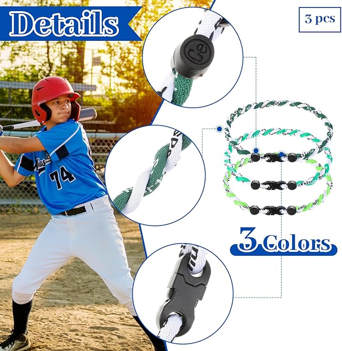 Junkin Baseball Necklaces Three Braided Rope Titanium Necklace for Fans Team Gifts Boys Men Player Softball Sports