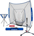 PowerNet Baseball Softball Practice Net 7x7 with Baseball Accessories for Practice Pitching, Batting & Fielding, Ball Caddy, Weighted Baseballs, Tee