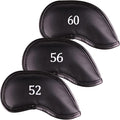 All Teed Up Premium Magnetic Leather Iron and Wedge Golf Club Head Covers | Set of 10 | Fits Most Clubs | Embroidered Club Label on Both Sides of Club Head Cover
