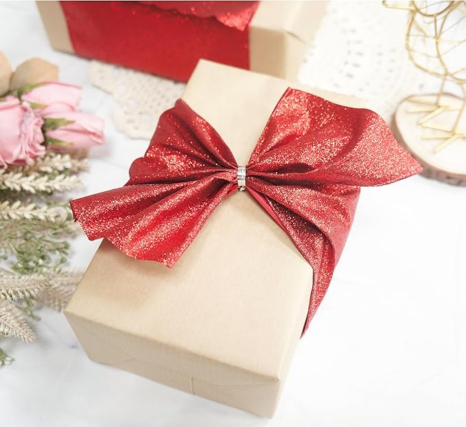 CT CRAFT LLC Glitter Wired Ribbon 6" x 10 Yards Red - Image 5