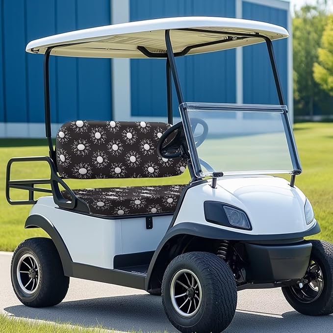 Suobstales Golf Cart Front and Rear Seat Cover Set for EZGO TXT RXV & Club Car DS 2 Passenger, Washable Bench Seat Covers Kit