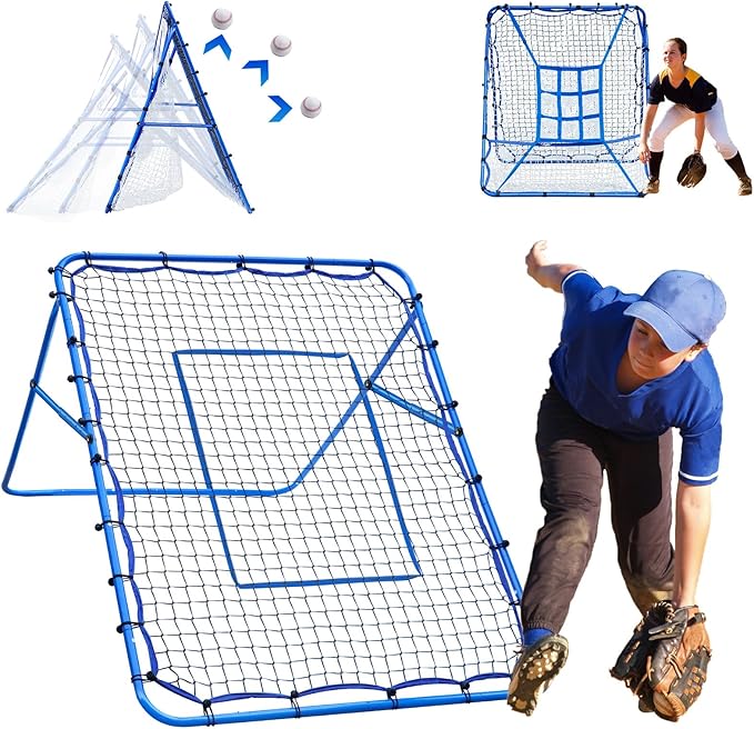 Volleyball Baseball Rebounder Net, Softball Rebounder Pitchback Net Quick Adjustments, Quick Adjustments Lacrosse Bounce Back Practice Equipment, Ideal for Outdoor Indoor and Backyard Training
