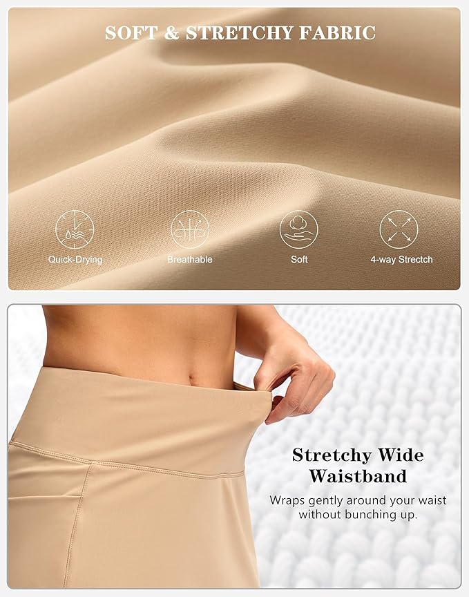 Women's Golf Skirts Skort 4 Side Pockets High Waisted Stretchy Tennis Skirt with Short Athletic Casual