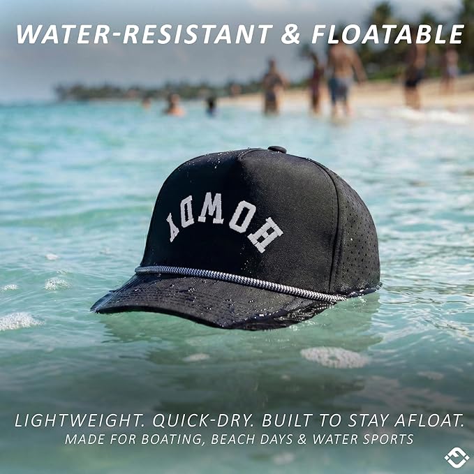 Funky Junque Performance Waterproof Golf Rope Hat – Cool Breathable Workout 5 Panel Snapback Cap for Men