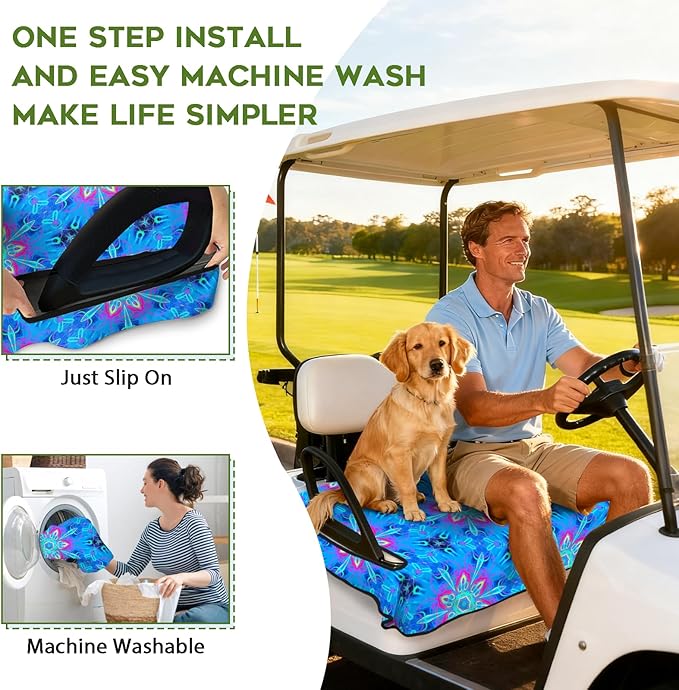 Golf Cart Seat Covers Club Car Golf Cart Accessories for Men Women Golf Carts Seat Towel Blanket 2-Seat Golf Cart Decorations
