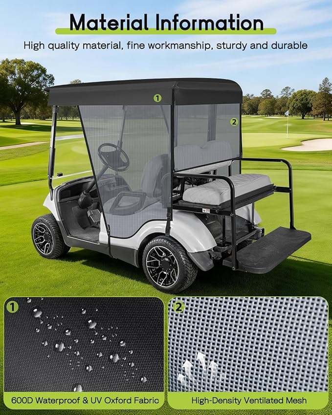 Golf Cart Sun Shade Cover for Yamaha G29 Drive 2 69" Roof Breathable Mesh UV Sunshade Curtain Gray