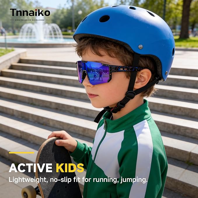 Kids Polarized Sunglasses for Boys & Girls, Youth Baseball Softball Cycling Sports Sunglasses UV Protection Ages 3-12