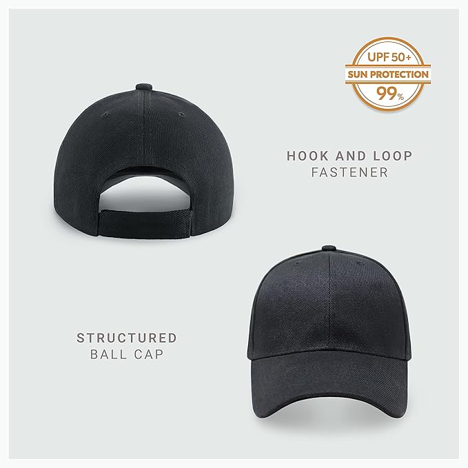 2-Pack Classic Structured Baseball Cap Adjustable Snapback Multipack Ball Caps for Custom Embroidery Running Workouts Outdoor