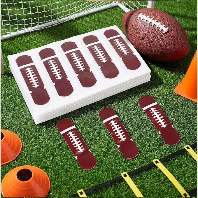 Geiserailie 120 Pieces Football Bandages Fabric Adhesive Finger Bandages Waterproof Flexible Travel First Aid Supplies for Football Team Boys Girls Fans Party Supplies