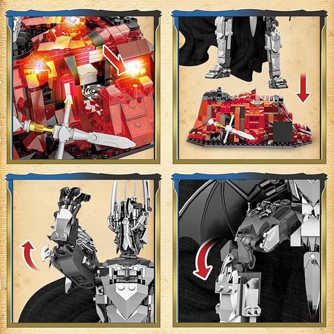 Dark Lord Building Set with Light Magma Base, Creative Demon Mech Display Model - Image 4