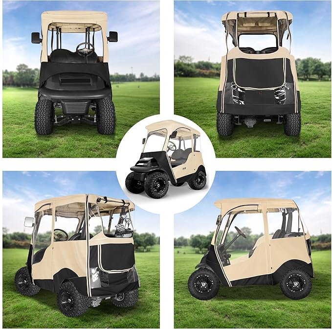 10L0L Deluxe 2 Passenger Golf Cart Enclosure for Club Car Precedent,Onward & Tempo Waterproof Windproof Portable Transparent Golf Cart Rain Enclosures Storage Cover - 57" Roof Fit