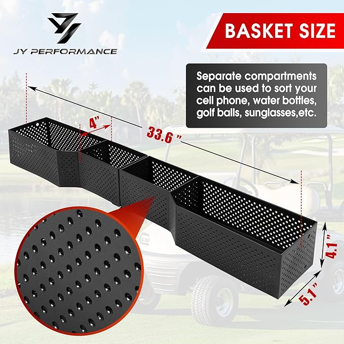 JY PERFORMANCE Golf Cart Front Inner Basket Compatible with EZGO TXT & RXV, Club Car DS & Precedent Golf Cart Storage Tray