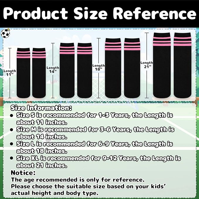Olreco 1 Pack Toddler Kids Youth Soccer Socks Girls Boys Baseball Socks Youth Knee High Softball Football Accessories Cotton